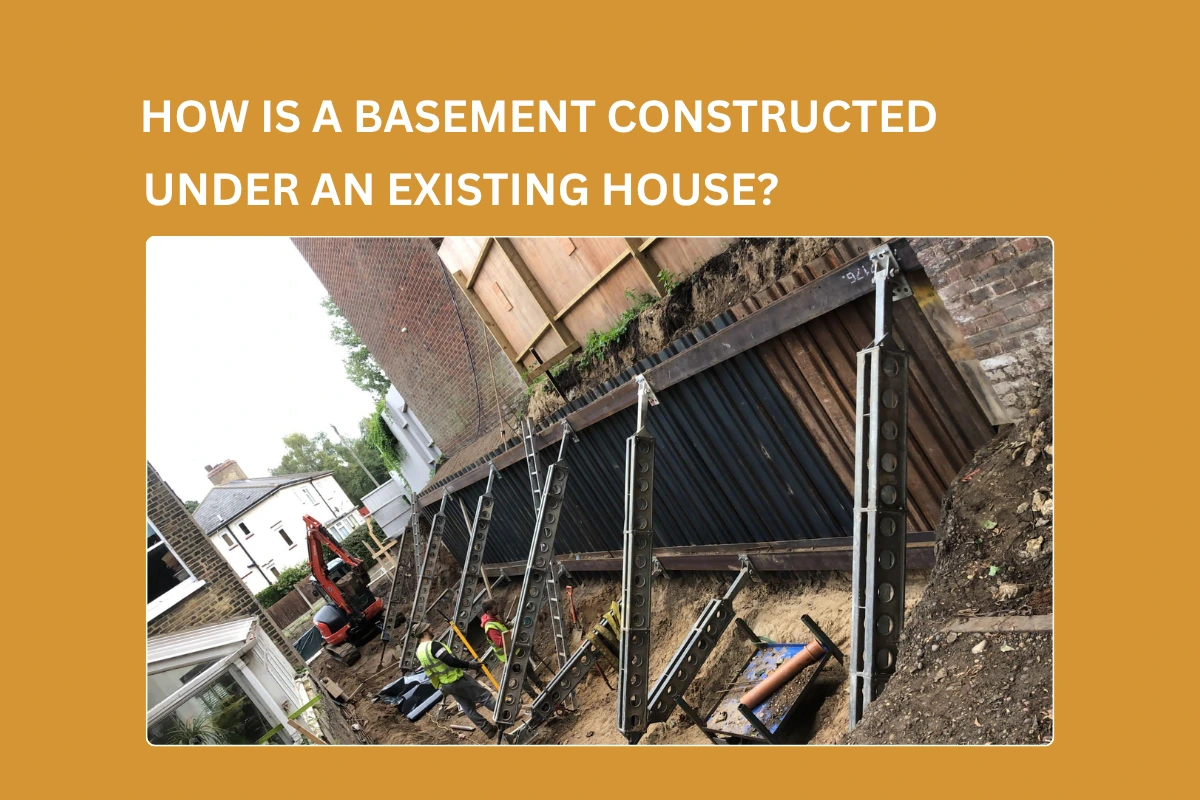 How is a basement constructed under an existing house